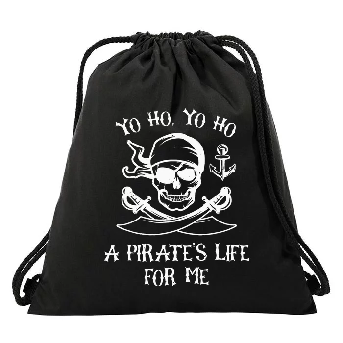 Yo Ho Yo Ho A Pirates Life For Me Spooky Skeleton Pirate Drawstring Bag