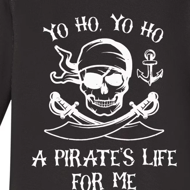 Yo Ho Yo Ho A Pirates Life For Me Spooky Skeleton Pirate Baby Long Sleeve Bodysuit