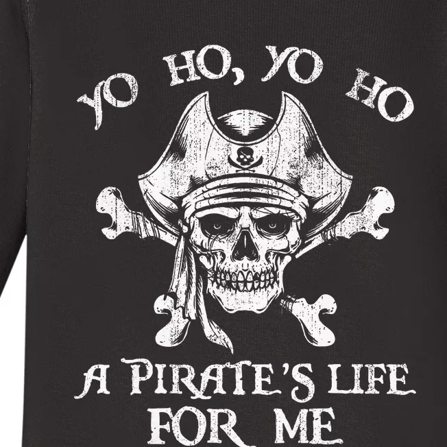 Yo Ho Yo Ho A PirateS Life For Me Skulls Baby Long Sleeve Bodysuit