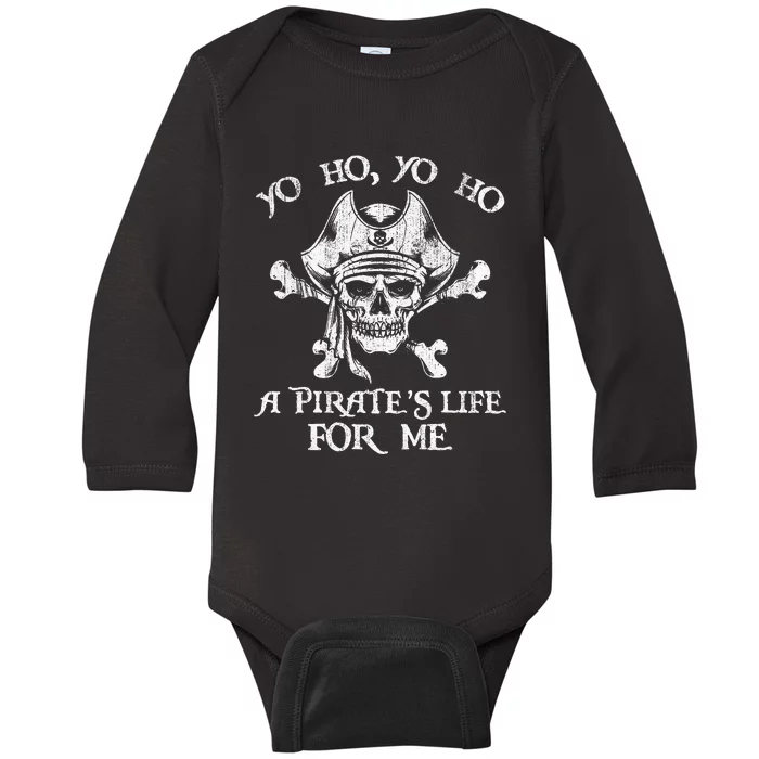 Yo Ho Yo Ho A PirateS Life For Me Skulls Baby Long Sleeve Bodysuit