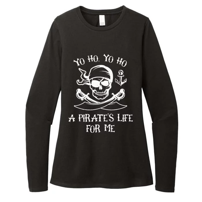 Yo Ho Yo Ho A Pirates Life For Me Spooky Skeleton Pirate Womens CVC Long Sleeve Shirt