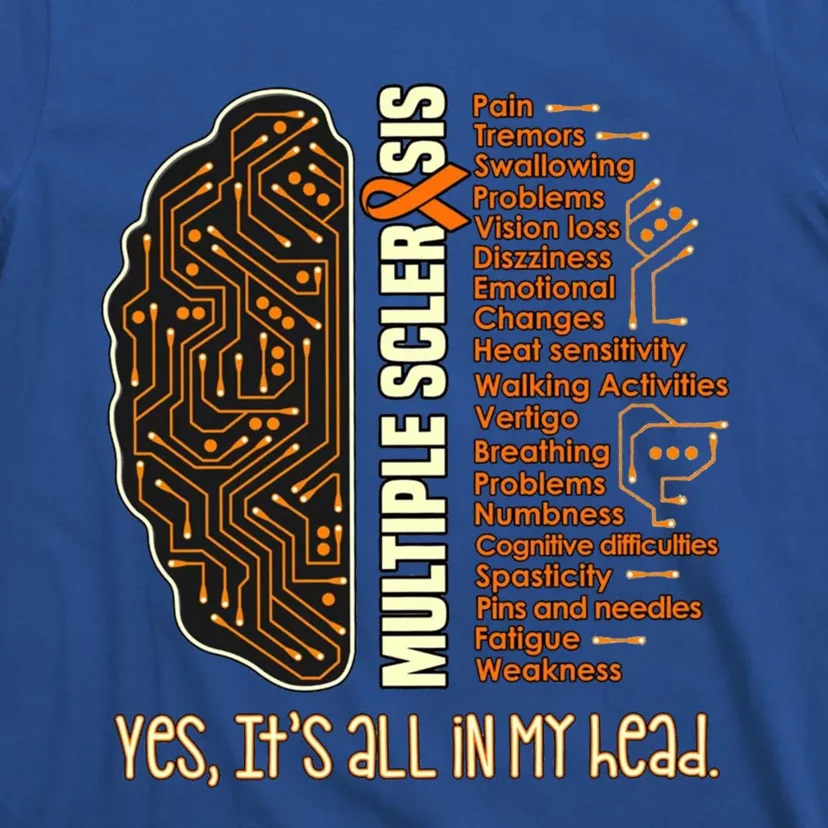 Yes It's All In My Head Multiple Sclerosis Ribbon Brain Gift T-Shirt