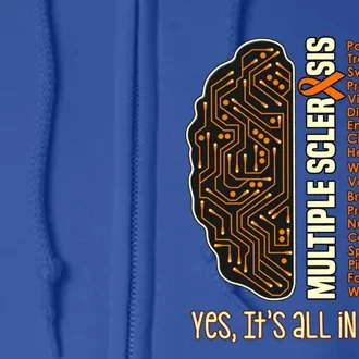 Yes It's All In My Head Multiple Sclerosis Ribbon Brain Gift Full Zip Hoodie