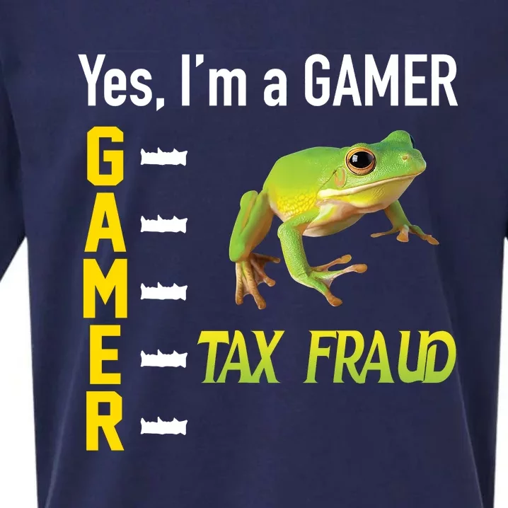 Yes IM A Gamer Tax Fraud Funny Frog Meme Video Game Gaming Sueded Cloud Jersey T-Shirt