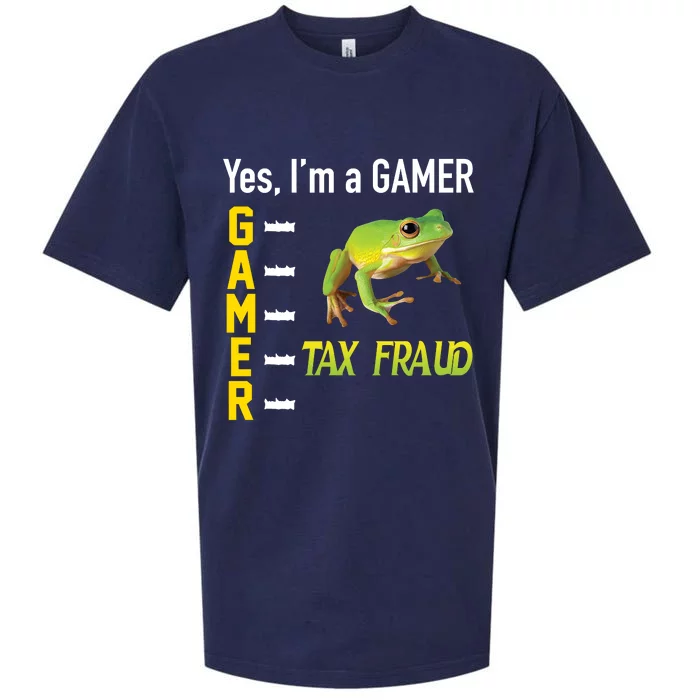 Yes IM A Gamer Tax Fraud Funny Frog Meme Video Game Gaming Sueded Cloud Jersey T-Shirt