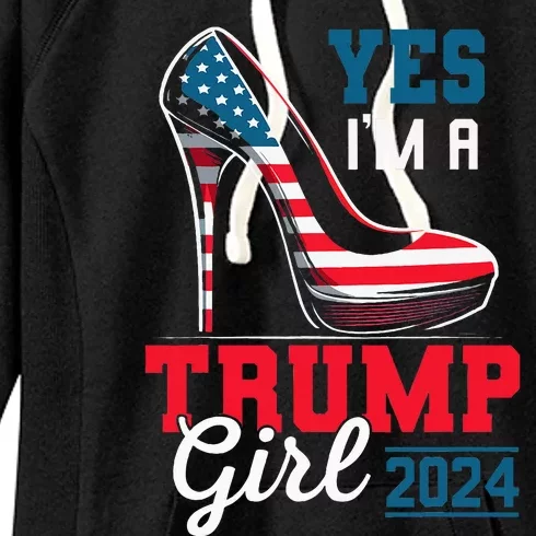 Yes IM A Trump Girl Stilettos High Heel Flag Election 2024 Women's Fleece Hoodie