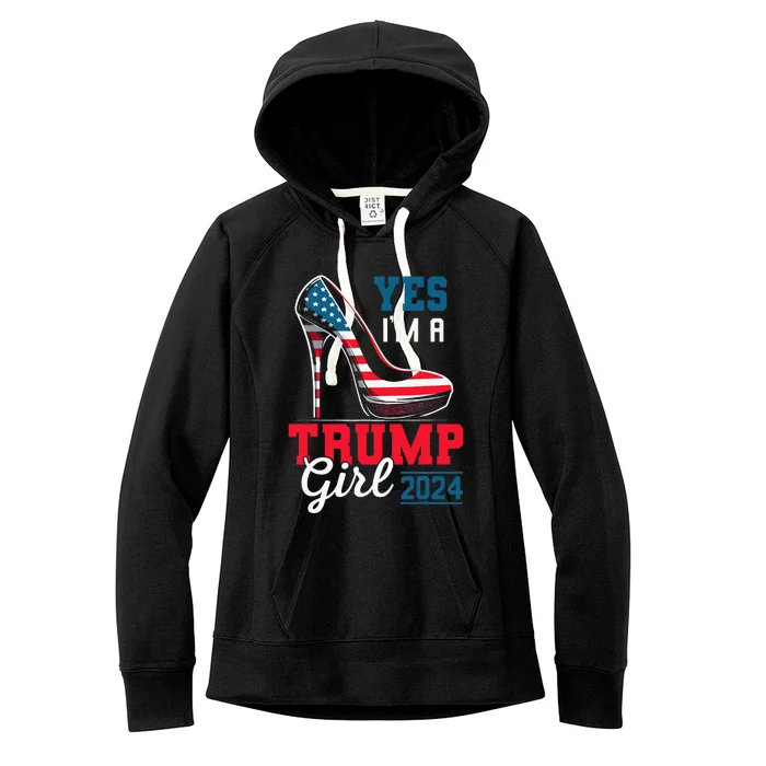 Yes IM A Trump Girl Stilettos High Heel Flag Election 2024 Women's Fleece Hoodie