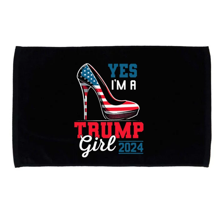 Yes IM A Trump Girl Stilettos High Heel Flag Election 2024 Microfiber Hand Towel