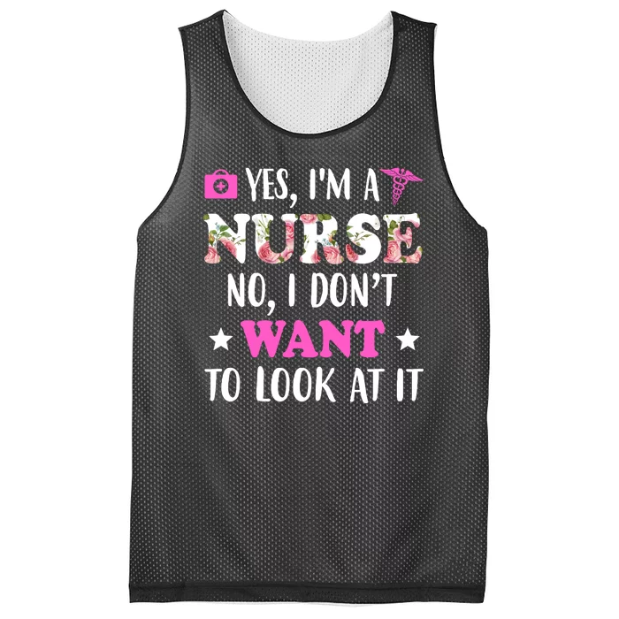 Yes I'm A Nurse Funny Floral Mesh Reversible Basketball Jersey Tank