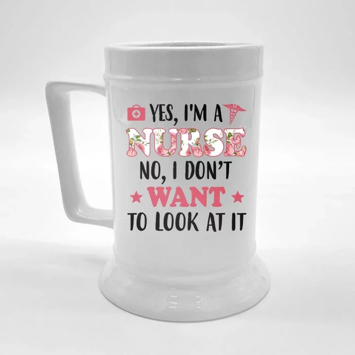 Yes I'm A Nurse Funny Floral Front & Back Beer Stein