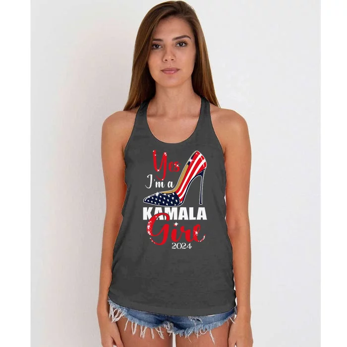 Yes IM A Kamala Stilettos High Heel Harris 2024 Vote Women's Knotted Racerback Tank