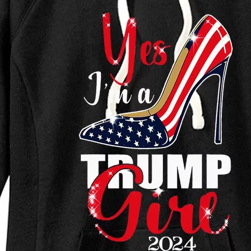 Yes IM A Trump Girl Stilettos High Heel Us Flag Trump 2024 Women's Fleece Hoodie