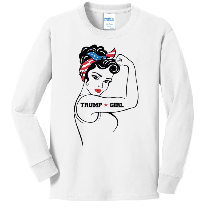 Yes IM A Trump Girl Get Over It Trump 2024 Election Gifts Kids Long Sleeve Shirt