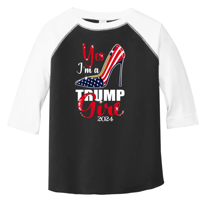 Yes IM A Trump Girl Stilettos High Heel Us Flag Trump 2024 Toddler Fine Jersey T-Shirt