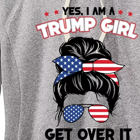 Yes I Am A Trump Get Over It Usa Messy Bun Cute Gift Women's Fleece Hoodie