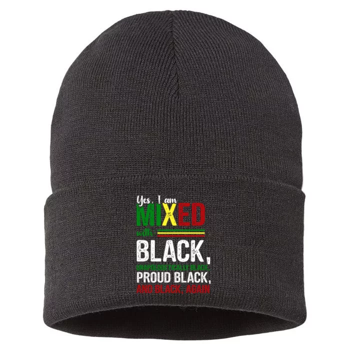 Yes I Am Mixed With Black For Black History Month Sustainable Knit Beanie