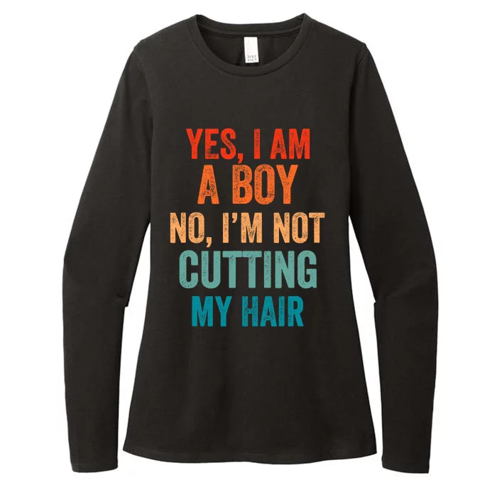 Yes, I Am A Boy. No, I'm Not Cutting My Hair long hair Womens CVC Long Sleeve Shirt