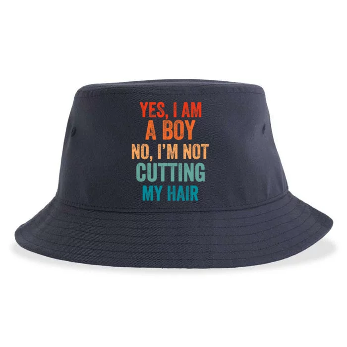 Yes, I Am A Boy. No, I'm Not Cutting My Hair long hair Sustainable Bucket Hat