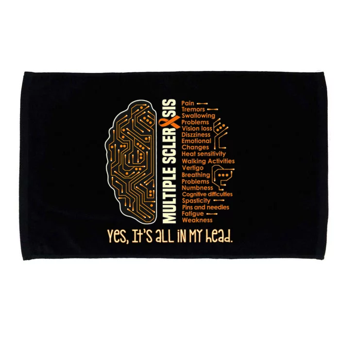 Yes It's All In My Head Multiple Sclerosis Ribbon Brain Microfiber Hand Towel