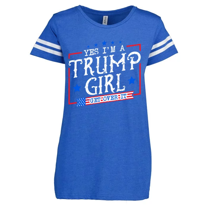 Yes IM A Trump Get Over It Funny Gift For Trump Supporter Cool Gift Enza Ladies Jersey Football T-Shirt