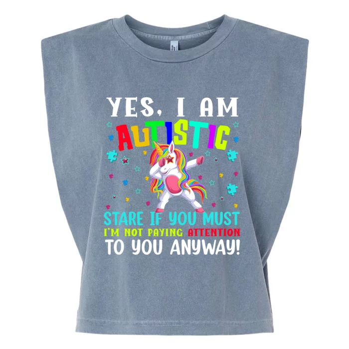 Yes I Am Autistic Dabbing Unicorn Autism Autistic Awareness Cute Gift Garment-Dyed Women's Muscle Tee