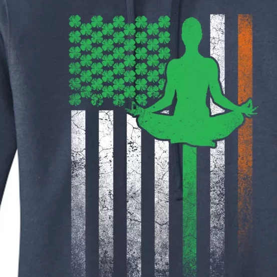 Yoga Irish American Flag St Patricks Day Saint Paddys Gift Women's Pullover Hoodie