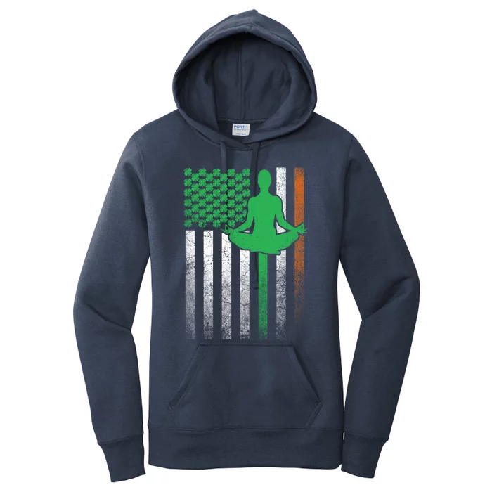 Yoga Irish American Flag St Patricks Day Saint Paddys Gift Women's Pullover Hoodie