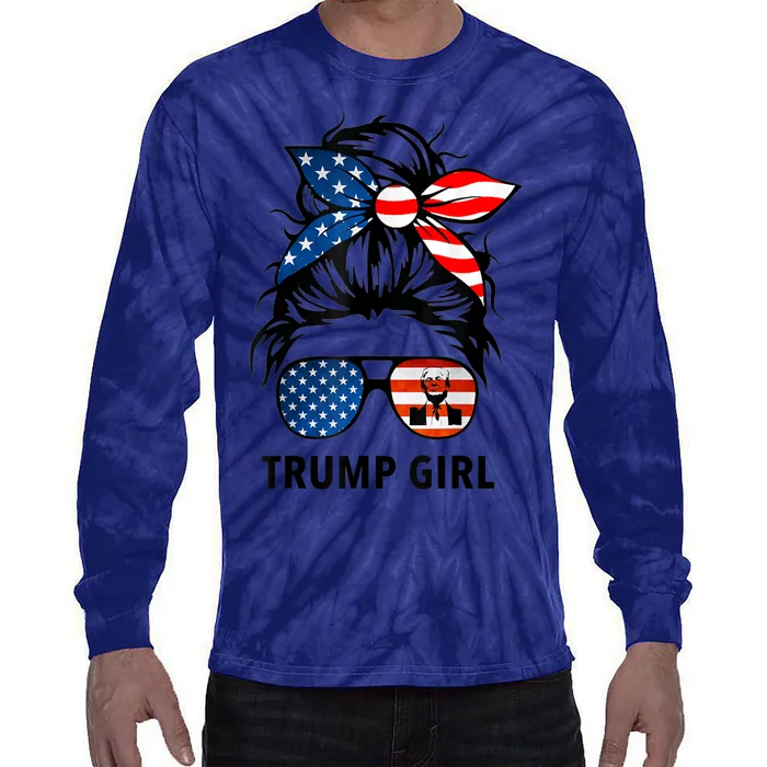 Yes I'm A Trump Girl Get Over It Gift Trump 2024 Election Gifts Tie-Dye Long Sleeve Shirt