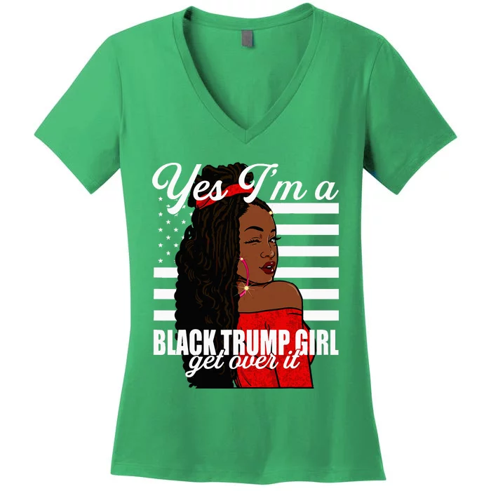 Yes Im A Black Trump Girl African American For Trump Women's V-Neck T-Shirt