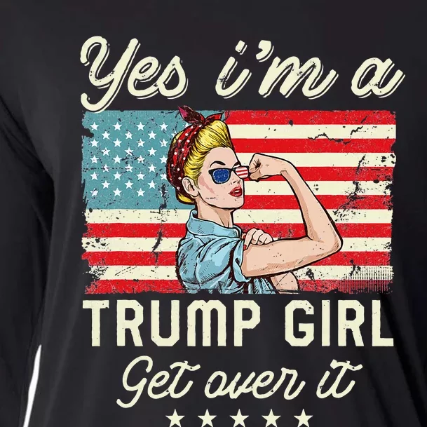 Yes IM A Trump Girl Get Over It Us Flag 2020 Women Gift Cooling Performance Long Sleeve Crew