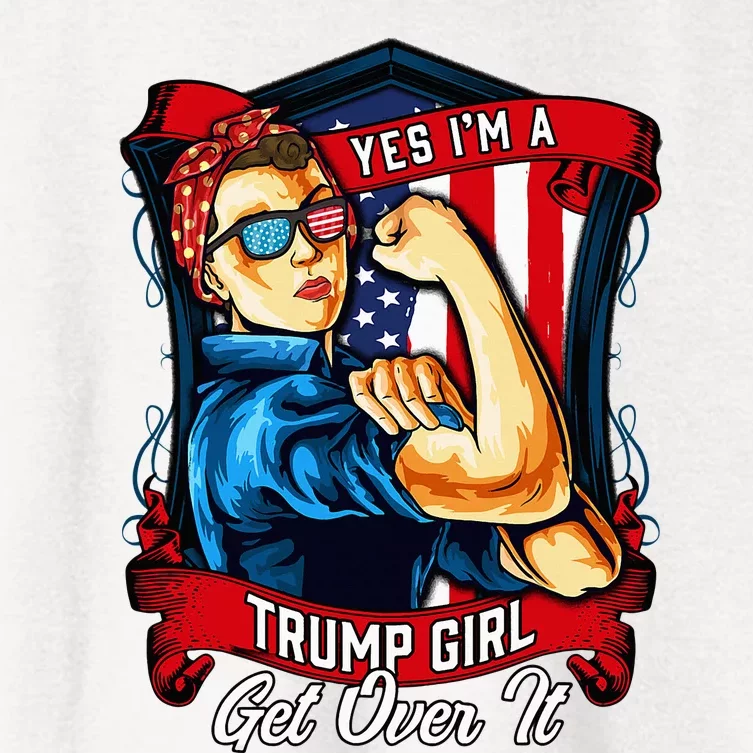 Yes IM A Trump Girl Get Over It Us Flag 2023 Women Women's Crop Top Tee