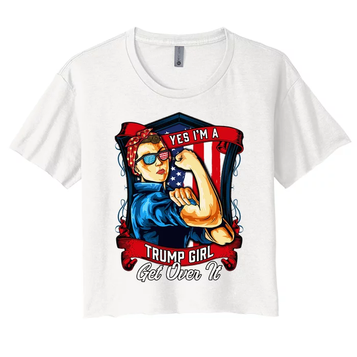 Yes IM A Trump Girl Get Over It Us Flag 2023 Women Women's Crop Top Tee