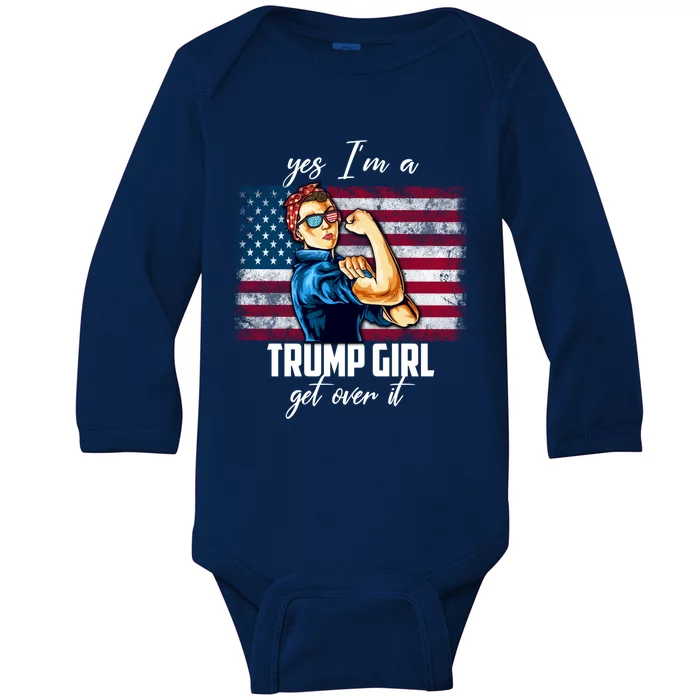 Yes IM A Trump Get Over It Us President Election 2020 Cool Gift Baby Long Sleeve Bodysuit