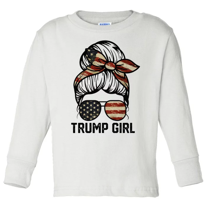 Yes IM A Trump Girl Get Over It Trump Girl 2024 Election Toddler Long Sleeve Shirt