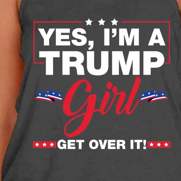 Yes IM A Trump Girl Get Over It Trump 2024 Election Women's Knotted Racerback Tank