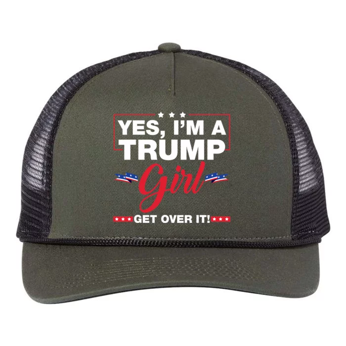 Yes IM A Trump Girl Get Over It Trump 2024 Election Retro Rope Trucker Hat Cap