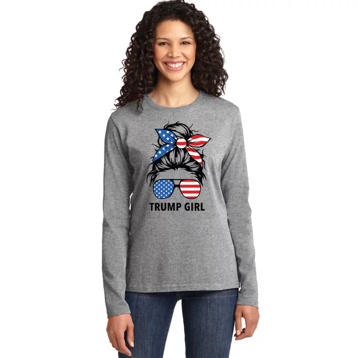 Yes Im A Trump Girl Get Over It Trump 2024 Election Gifts Vneck Ladies Long Sleeve Shirt