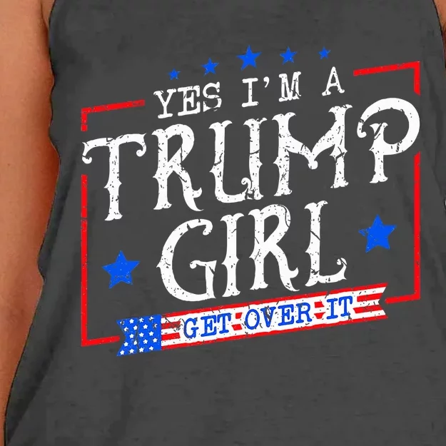 Yes IM A Trump Girl Get Over It Gifts For Trump Supporter Women's Knotted Racerback Tank