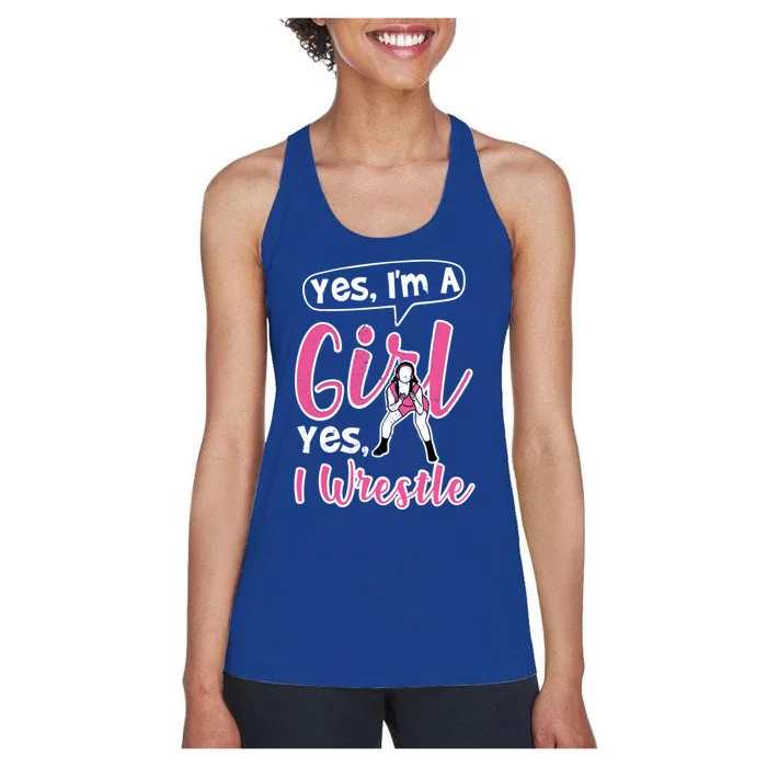 Yes Im A Yes I Wrestle Wrestler Gift Women's Racerback Tank