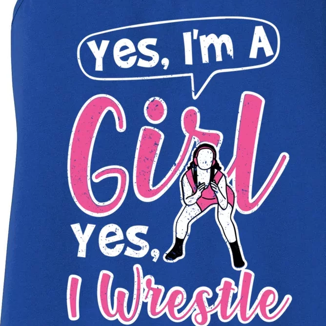 Yes Im A Yes I Wrestle Wrestler Gift Women's Racerback Tank