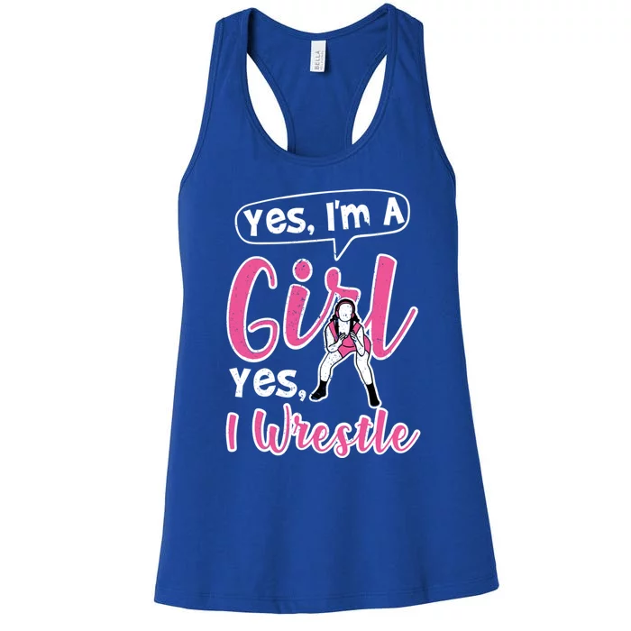 Yes Im A Yes I Wrestle Wrestler Gift Women's Racerback Tank