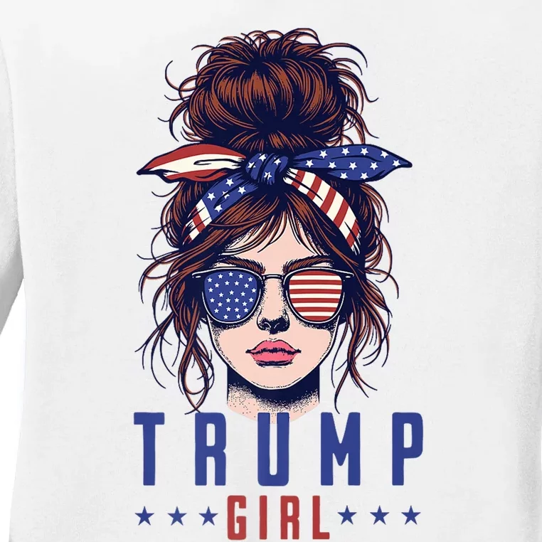 Yes IM A Trump Girl Get Over It Trump 2024 Election Rally Ladies Long Sleeve Shirt