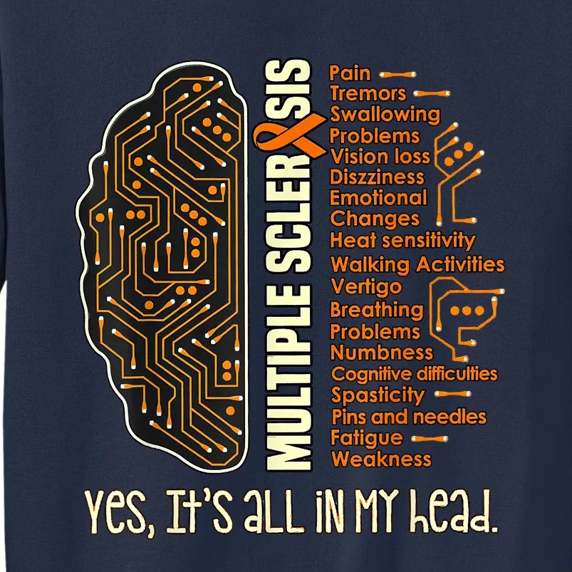 Yes It's All In My Head Multiple Sclerosis Ribbon Brain Sweatshirt