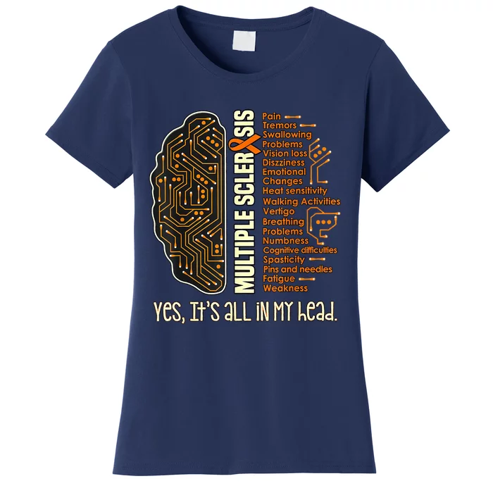 Yes It's All In My Head Multiple Sclerosis Ribbon Brain Women's T-Shirt