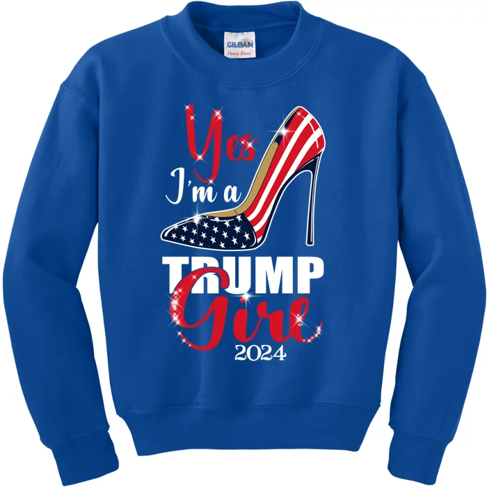 Yes IM A Trump Stilettos High Heel Us Flag Trump 2024 Great Gift Kids Sweatshirt