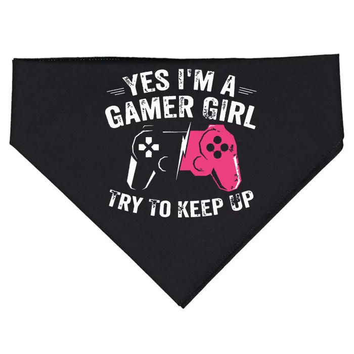 Yes Im A Gamer Girl Funny Video Gamer Gift Gaming Lover USA-Made Doggie Bandana