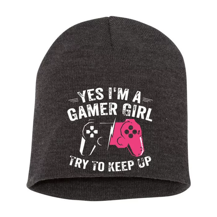 Yes Im A Gamer Girl Funny Video Gamer Gift Gaming Lover Short Acrylic Beanie