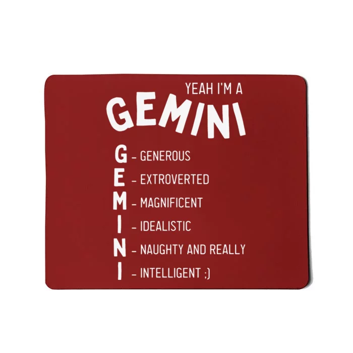 Yeah Im A Gemini Zodiac Mousepad