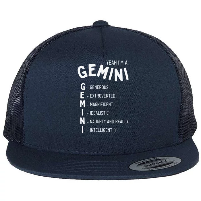 Yeah Im A Gemini Zodiac Flat Bill Trucker Hat