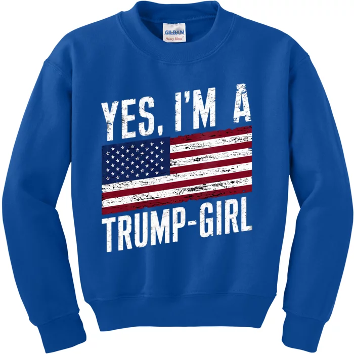 Yes IM A Trump American Flag Gift Kids Sweatshirt